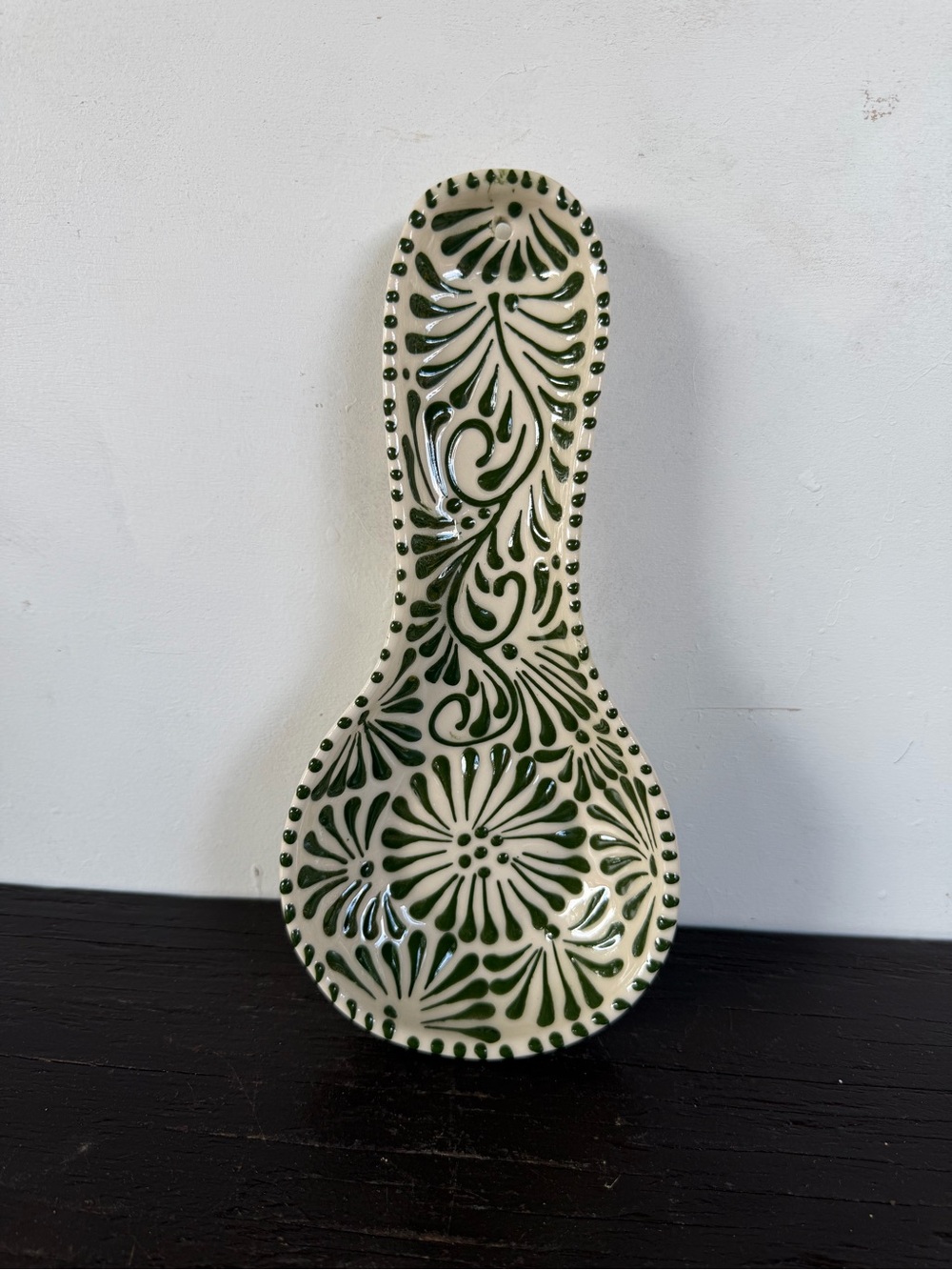 Decorative Talavera Green Spoon Rest